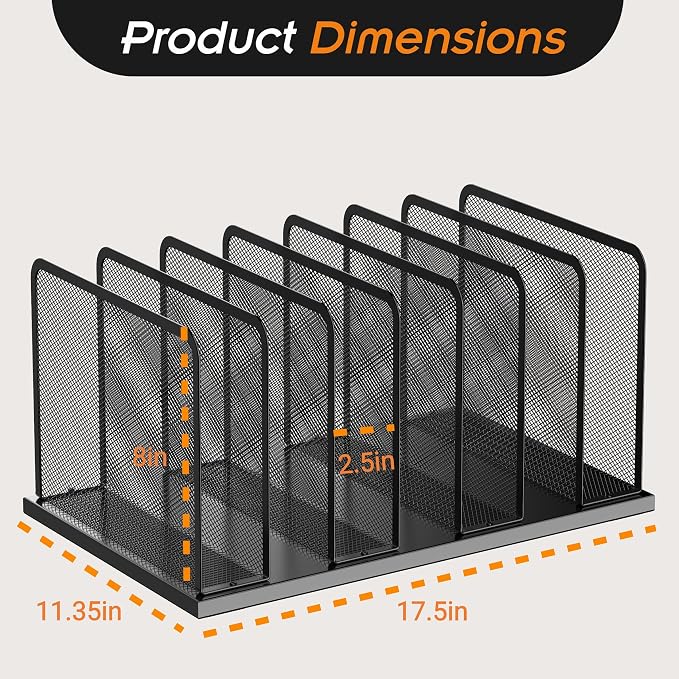 Kuntine.B Desk File Organizer 7 Upright Mesh Desktop Organizer File Sorter - Image 2