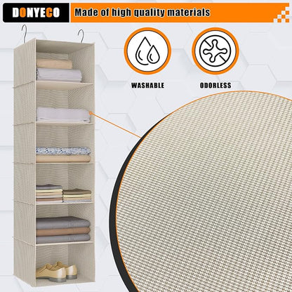 Hanging Closet Organizer, Easy Mount Foldable 6-Shelf Hanging Closet Wardrobe - Image 4