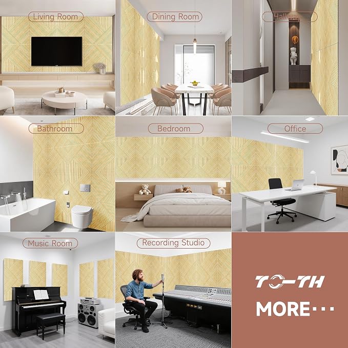 TO-TH Acoustic Wall Panels, 6 Pack Total Size 72 x 48 Inches, Self-Adhesive - Image 8