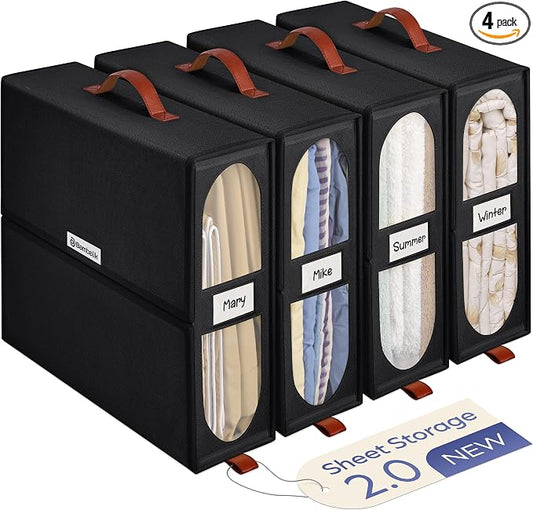 4x Bed Sheet Organizer Storage Boxes by Unknown