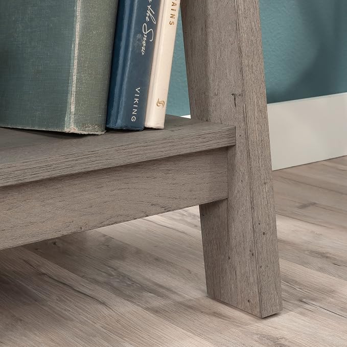 Sauder Ladder Bookshelf 5 Tier Trestle Ladder Shelf Wooden Bookcase, in Mystic - Image 8
