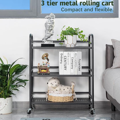 HDANI 3 Tier Metal Rolling Heavy Cart Supports 40 Lbs Per Tier, Mesh Rolling - Image 5