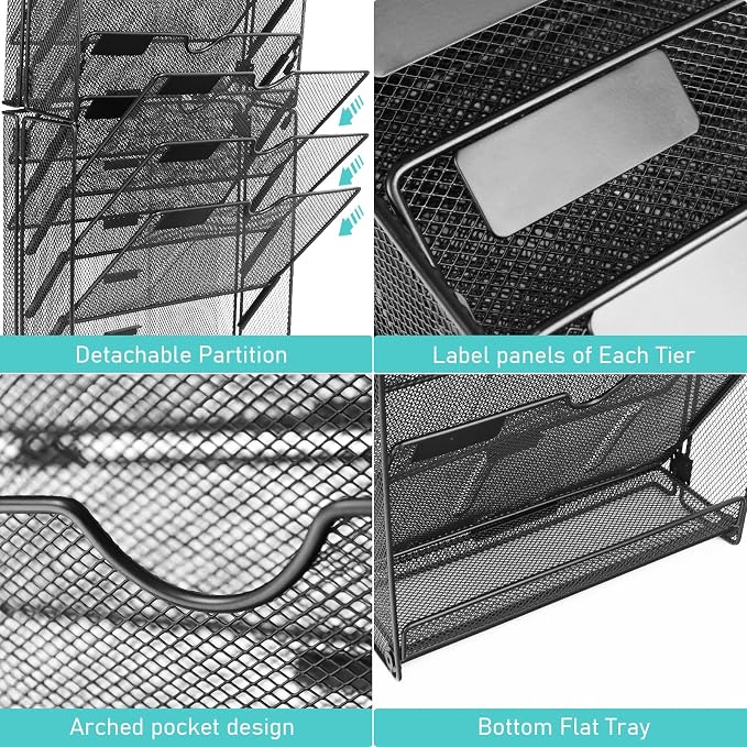 GALASALA Wall File Organizer, 10 Pockets Mesh Hanging File Organizer, Wall - Image 3