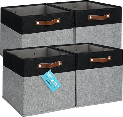 OrganiHaus 13" x 13" x 13" Cube Fabric Storage Bins Set of 4, Fabric Storage by OrganiHaus
