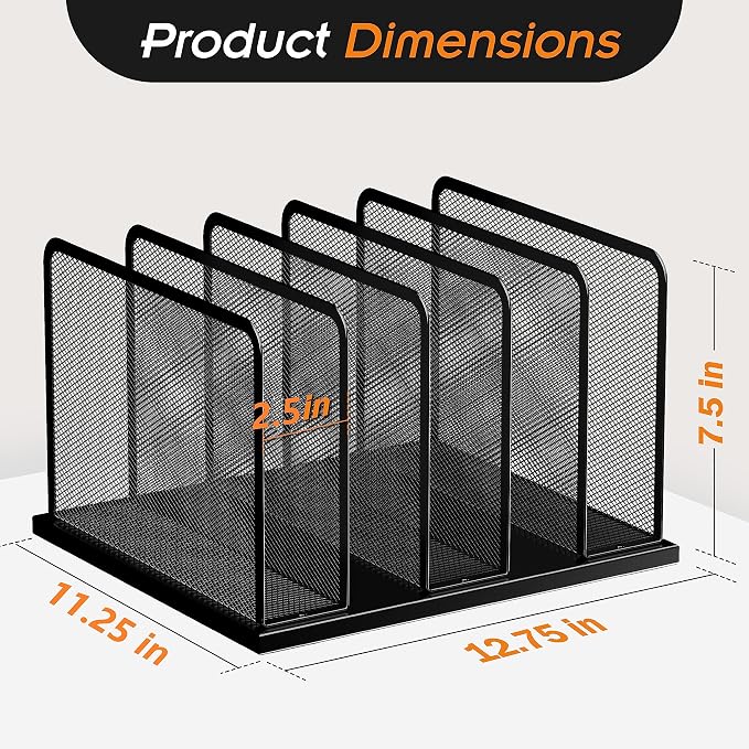 Kuntine.B Desk File Organizer 5 Upright Mesh Desktop Organizer File Sorter - Image 2