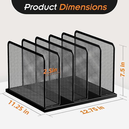 Kuntine.B Desk File Organizer 5 Sections Upright Mesh Desktop Organizer File - Image 2