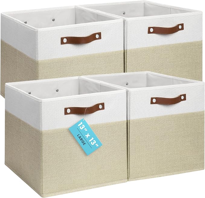 OrganiHaus 13" x 13" x 13" Cube Fabric Storage Bins Set of 4, Fabric Storage by OrganiHaus