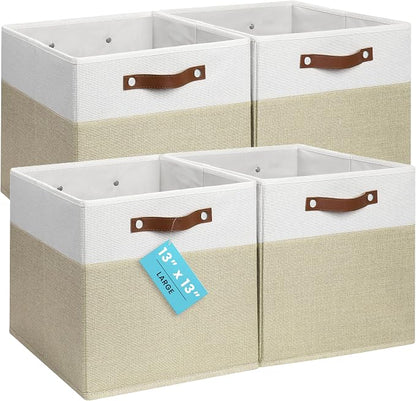 OrganiHaus 13" x 13" x 13" Cube Fabric Storage Bins Set of 4, Fabric Storage by OrganiHaus