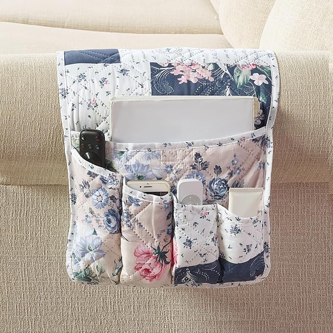 Brilliant Sunshine Roses in Beige Couch Sofa Armrest 5 Pockets Organizer by BrilliantSunshine