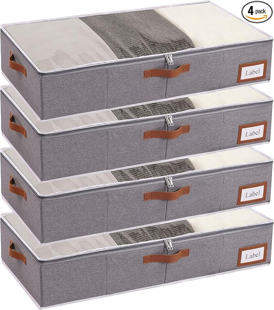 Yawinhe Under Bed Storage, 4 Pack Closet Organizers, Collapsible Container Bags by Yawinhe