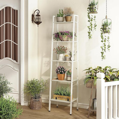 Hoctieon 5-Tier Industrial Ladder Bookshelf, Narrow Ladder Shelf, Tall Standing - Image 7