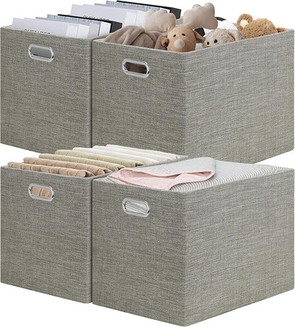 Posprica 15.12"x12.13"x12.01" Storage Cube Bins, Linen Decorative Closet by Posprica
