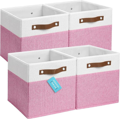 OrganiHaus 11" x 11" x 11" Fabric Cubes Storage Bins Set of 4, Foldable by OrganiHaus