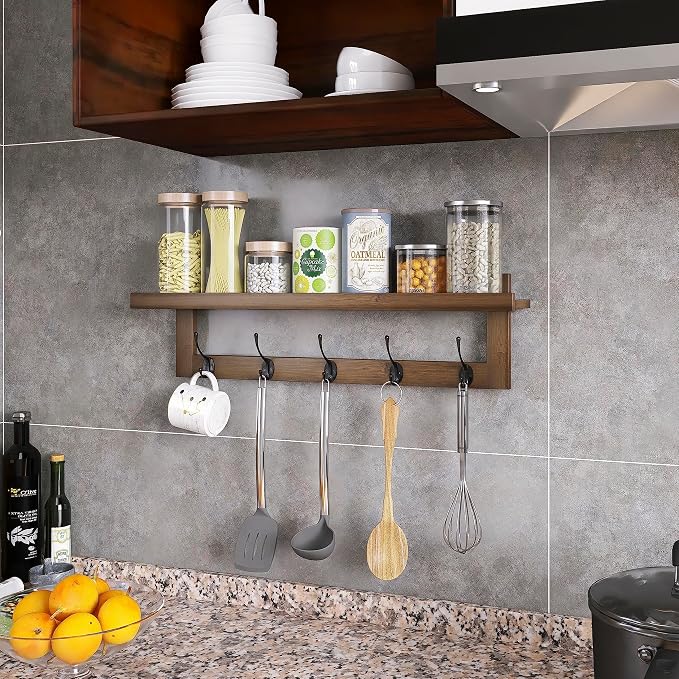 SMIBUY Coat Hooks with Shelf Wall-Mounted, 29.2 Inch Entryway Coat Rack - Image 4