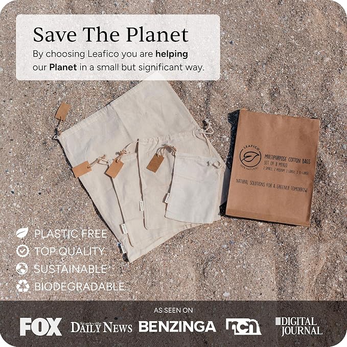 LEAFICO Muslin Cloth Bags with Drawstrings - Image 6
