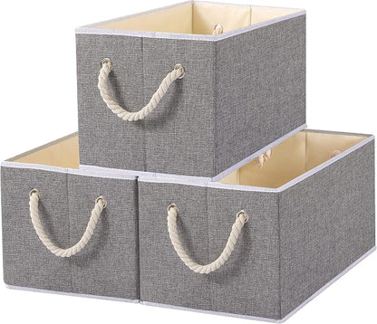 Yawinhe Foldable Storage Basket 3-Pack, Large Fabric Bins by Yawinhe