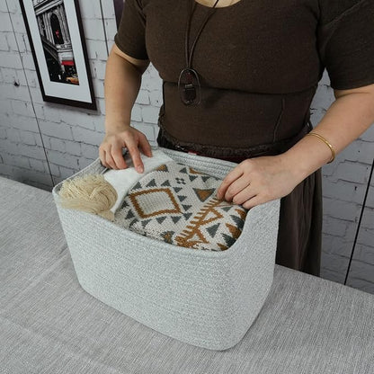 Cotton Rope storage Basket Bins Woven Basket - Image 3