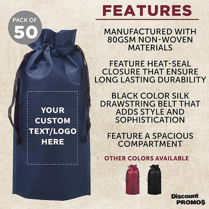 DISCOUNT PROMOS Non-Woven Vineyard Two Bottle Wine Bags - Image 2