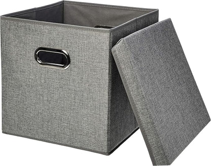 Amazon Basics Foldable Burlap Cloth Cube Storage Bin by AmazonBasics