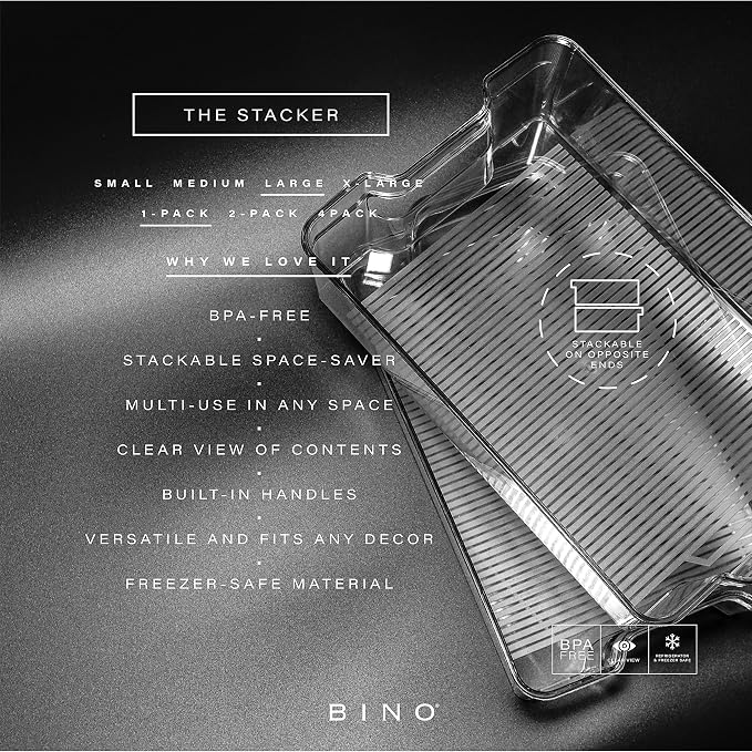 BINO | Stackable Plastic Storage Bins, Large - Image 2