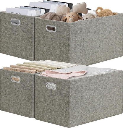 Posprica Closet Storage Bins, 4 Pack Large Closet Shelf Organizers, Linen by Posprica