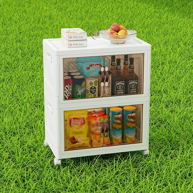 Storage Bins with Lids and Wheels, Collapsible Bathroom Storage Cabinet with - Image 7