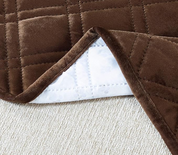 Brilliant Sunshine Chocolate Velvet Couch Armrest 5 Pockets Organizer, Slip - Image 3