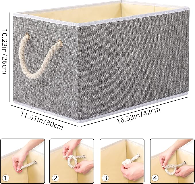 Yawinhe Collapsible Storage Bins 3-Pack, Large Fabric Baskets - Image 4
