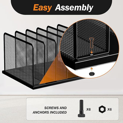Kuntine.B Desk File Organizer 5 Upright Mesh Desktop Organizer File Sorter - Image 4