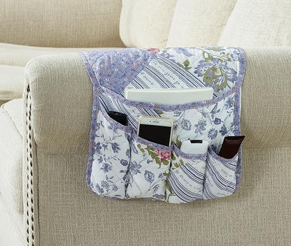 Brilliant Sunshine Rose Violet Patchwork Couch Armrest 5 Pockets Organizer by BrilliantSunshine