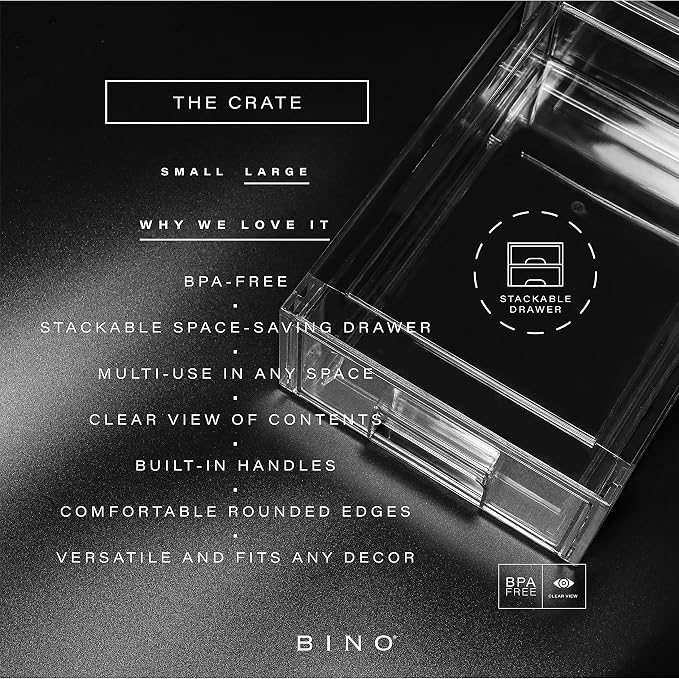 BINO | Stackable Plastic Storage Drawers, Large - Image 4