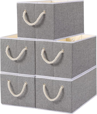 Yawinhe Foldable Storage Basket 5-Pack, Large Fabric Bins by Yawinhe